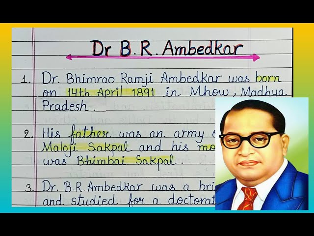 10 lines about Dr Bhimrao Ambedkar in English /Ambedkar speech/10 lines essay writing on Ambedkar