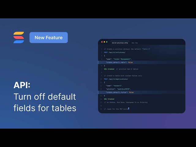 API: Turn off default fields for tables