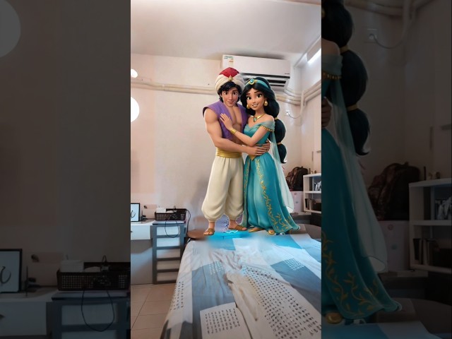 When myths meet reality: Aladdin and Jasmine's magical romance begins by a wardrobe.#shorts