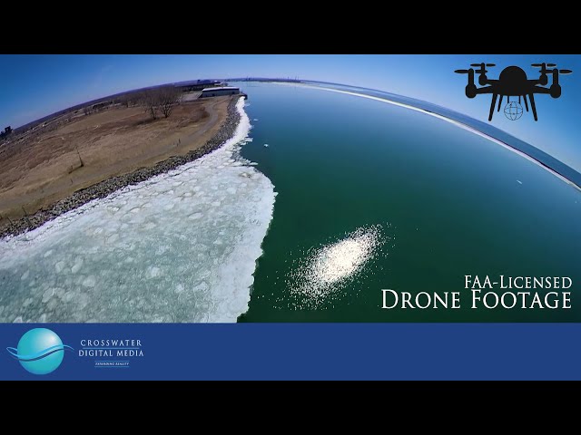 Drone Footage of the Thawing Ice on Lake Erie's Shore