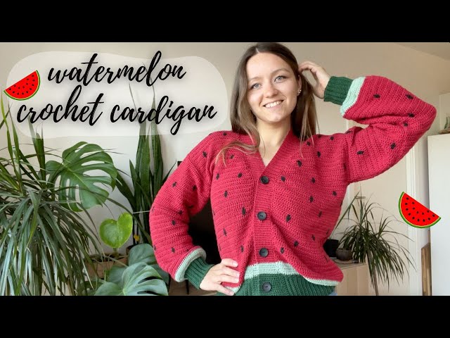 Watermelon Crochet Cardigan Tutorial 🍉 | easy beginner-friendly tutorial and pattern