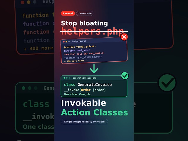 Stop Bloating Laravel helpers.php! Use Invokable Action Classes
