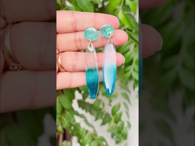DIY Blue Ocean Resin Earrings 🌊🩵 | Easy Resin Crafting Process#trending#tutorial#resinart#virel
