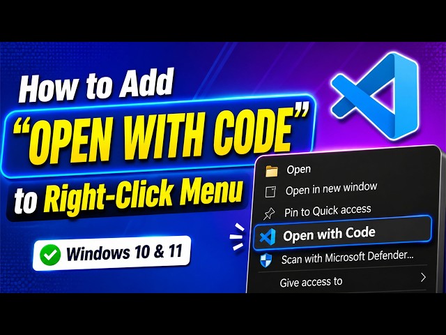 How to Fix: "Open with Code" Missing in VS Code | Fix “Not Showing” Error (Windows 10/11)⚡