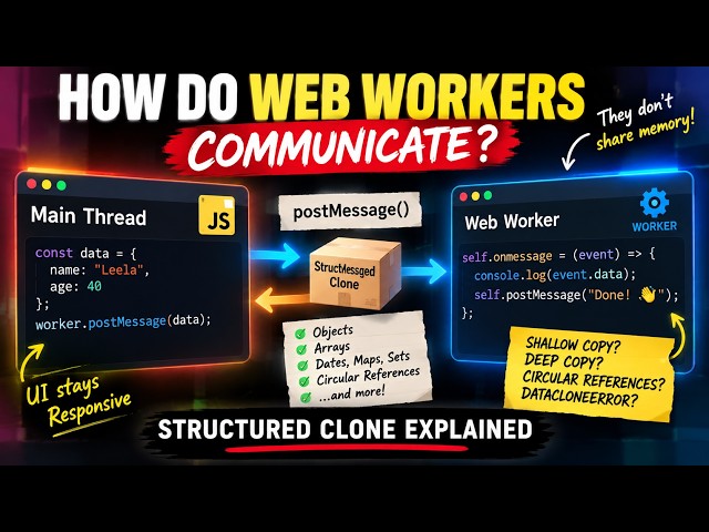 Web Workers: How JavaScript Threads Communicate 🤯 | postMessage & Structured Clone Explained