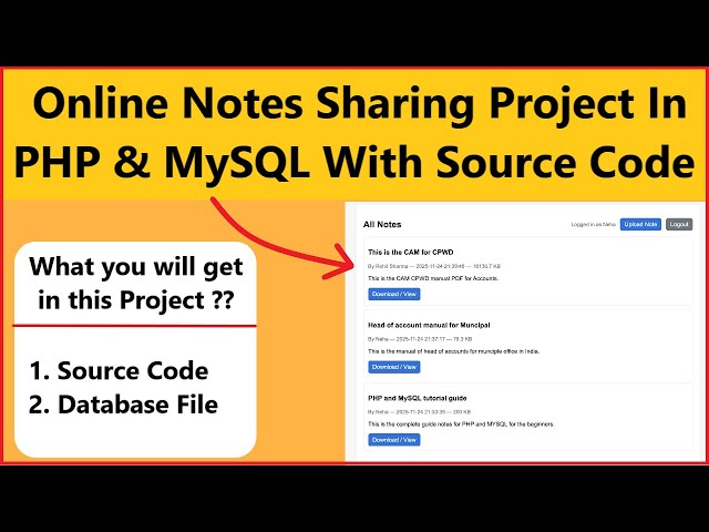 Online Notes Sharing System in PHP & MySQL | Final Year Project + Source Code (Step by Step)