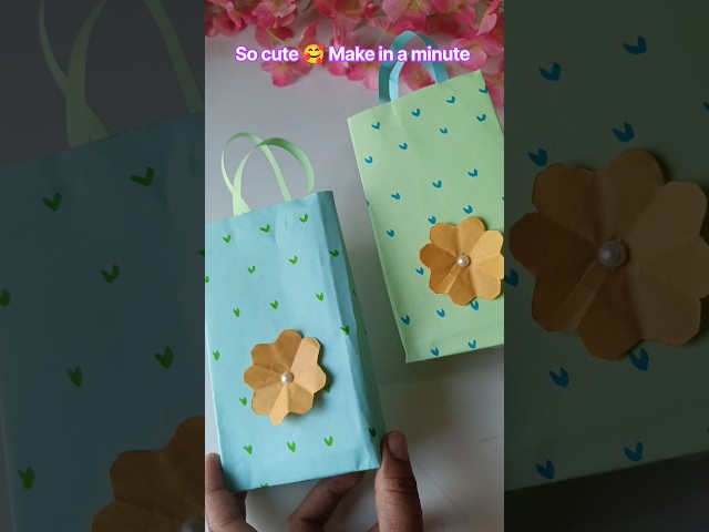 Easy Paper Gift Bag DIY🎁Make in a Minute🛍️#diy#craft#papercraft#fypシ #shorts#ytshorts#aesthetic#gift