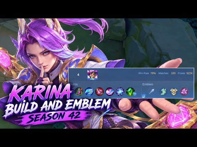 Karina Build & Emblem Season 42 (must try!) | Hyper Karina against Crowd Control and Burst Heroes?! 