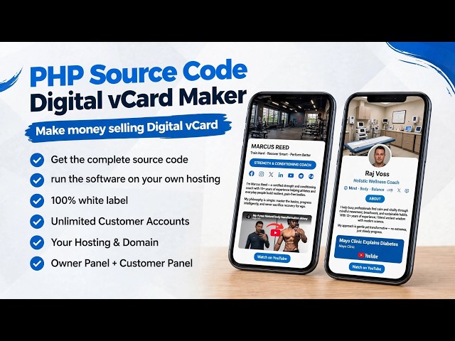 Digital vCard PHP source code complete details