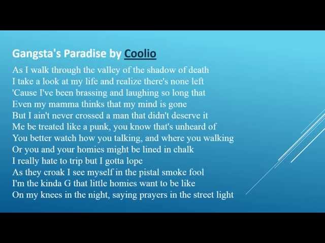 Gangsta Paradise Halina's Music In English Teaching