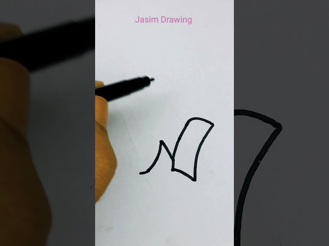 Draw Namaskar 🙏 Sign from N letter #art #drawing #shorts