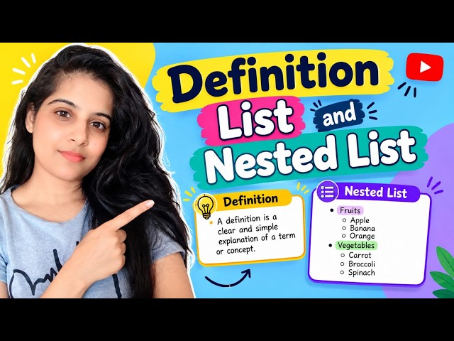 Definition List and Nested List in HTML || HTML Basic Course for Beginners || Web Designing