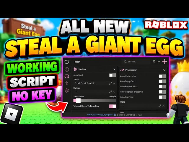 [ALL NEW] Steal a Giant Egg Script (NO KEY) | Auto Steal, Place, Hatch, Infinite Jump, Train & More