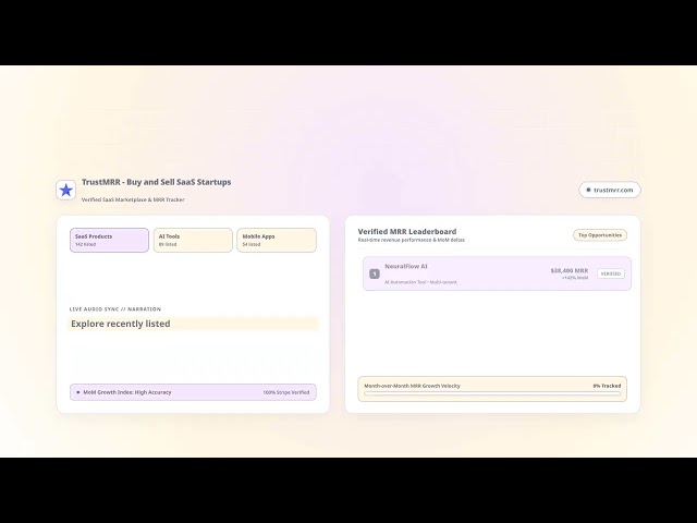 TrustMRR SaaS Explainer video generated using Clickcast.tech