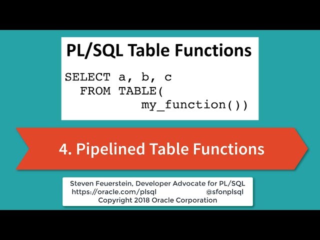 Getting Started with PL/SQL Table Functions: Pipelined Table Functions
