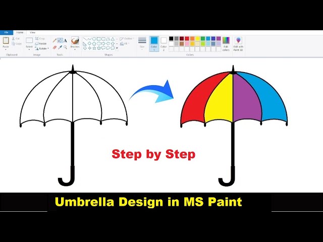 How to Draw Umbrella in MS Paint II Step by Step #Umbrella #learnwithranjit