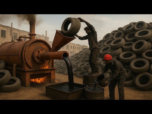 Amazing Recycling Process of Waste Tires | Incredible Method of Oil Extraction From Scrap Tires