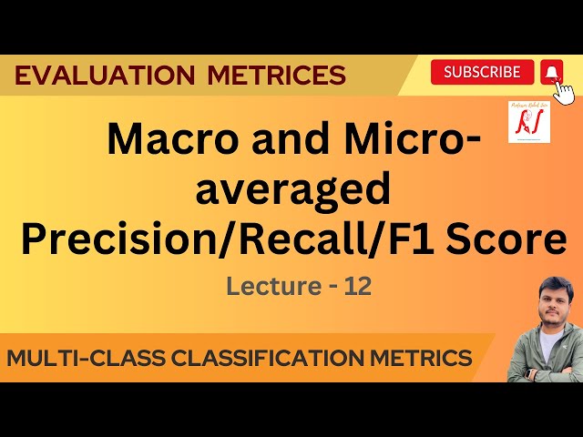 Multiclass Classification Metrics Macro vs Micro-averaged Precision/Recall/F1 Score Explained | L-12