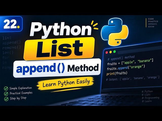 22. Python List -append () Method  | Learn Python Easily #python  