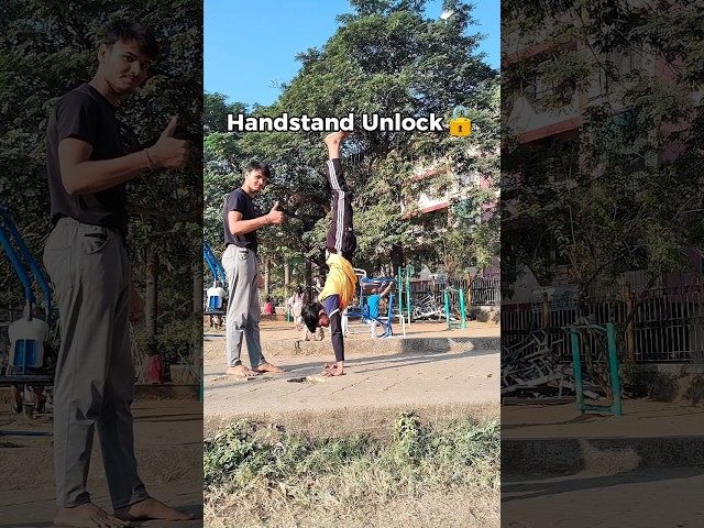 From No Balance to First Handstand 🤯 | Teaching a friend | #calisthenics #shorts