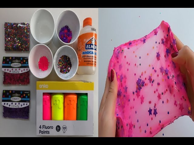 DIY STRETCHY FLUORO SLIME TUTORIAL ASMR - SATISFYING SLIME ASMR VIDEO