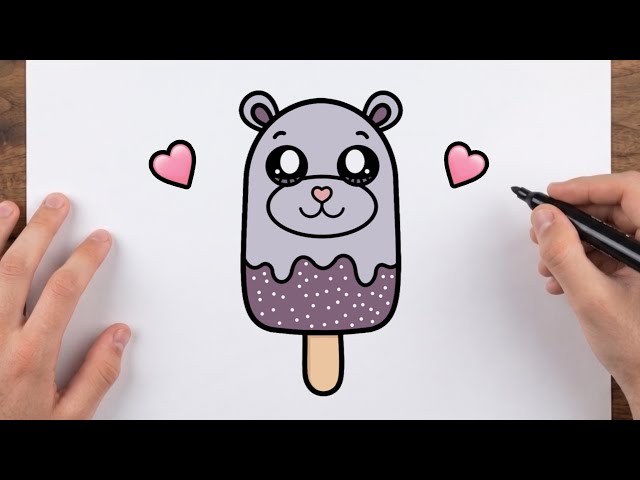 How to Draw a Cute Hippo Ice Cream | Easy Step by step drawing for kids 