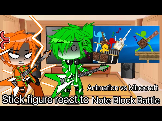 Stick figure react to Note Block Battle Animation vs Minecraft by Alan Becker