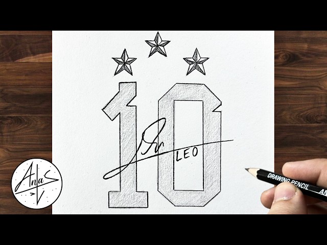 Messi 10 Easy 3D Drawing ⚽ | 3D Lionel Messi Number 10 Pencil Sketch Tutorial