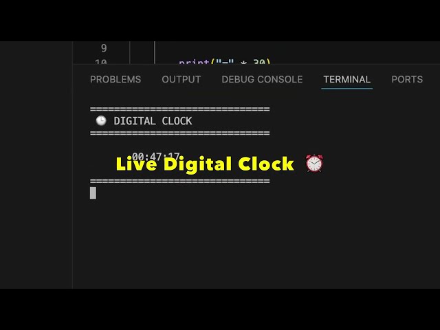 Live Digital Clock terminal! ⏰ #shorts #coding #python #digitalclock @TA_tech767