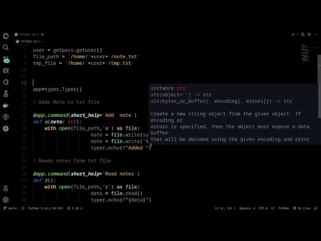 Python CLI note management with Typer