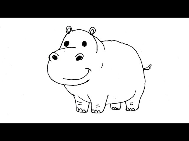 Hippopotamus Drawing by Easy Ake