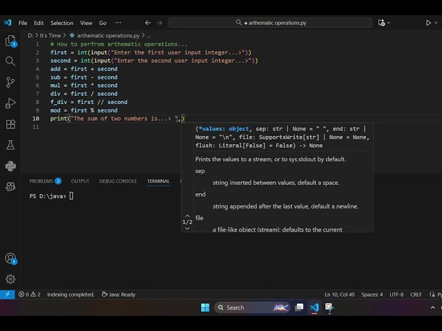Arithmetic Operations in Python - Program solving using Python
