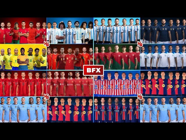 PORTUGAL vs ARGENTINA vs BRAZIL vs SPAIN LEGENDS | RONALDO vs MESSI vs NEYMAR COMPARISON (FULL 04)