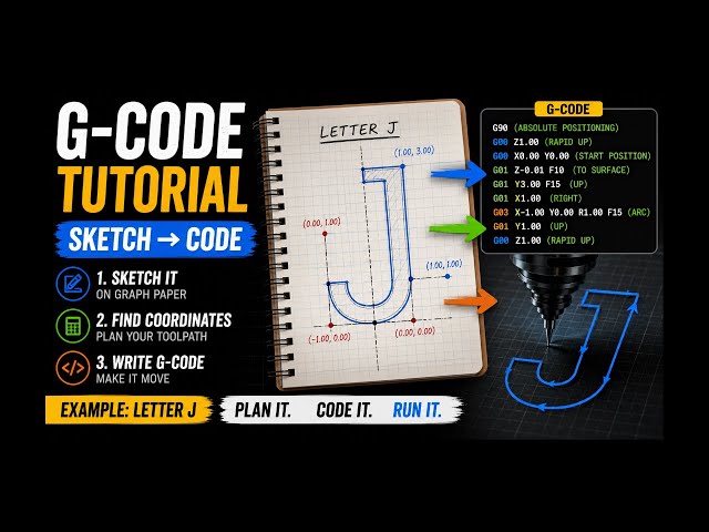G-Code Tutorial — Sketching Coordinates to Write the Letter J | CNC Basics