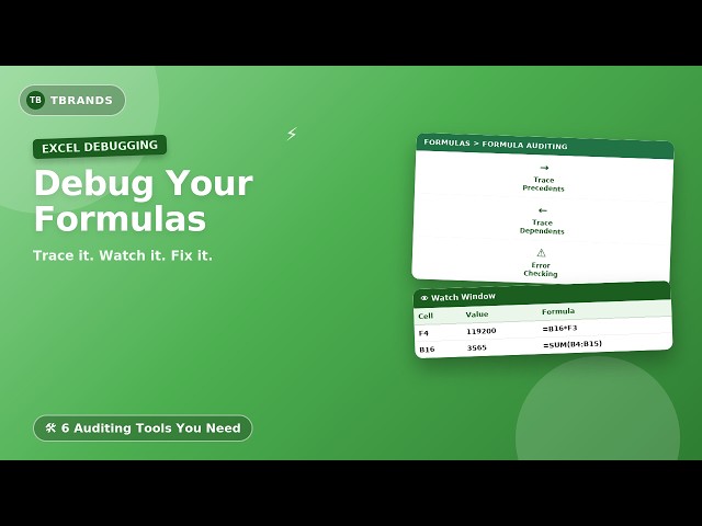 Debug Excel Formulas Like a Pro: Trace, Watch & Fix Errors (6 Tools