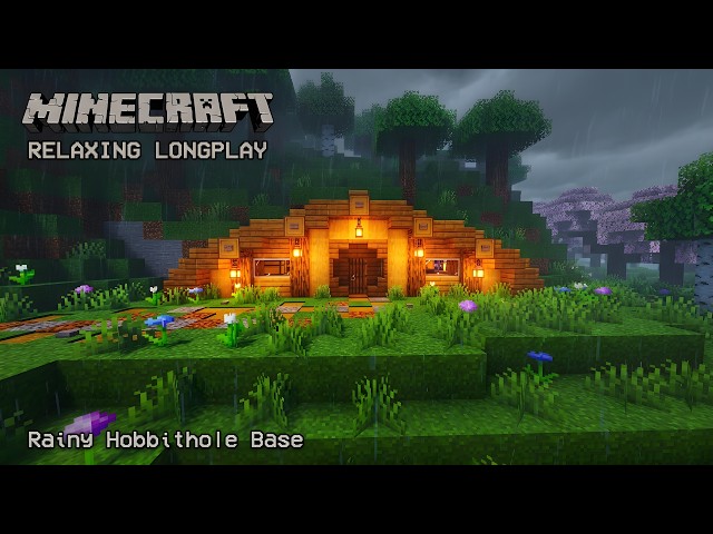 Minecraft Relaxing Longplay - Rainy Cozy Hobbit Hole Cottage House (No Commentary) 1.21.1