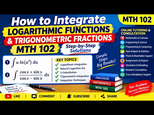 How to Integrate Logarithmic Functions & Trigonometric Fractions |Rules Of Integration MTH102 Part 8