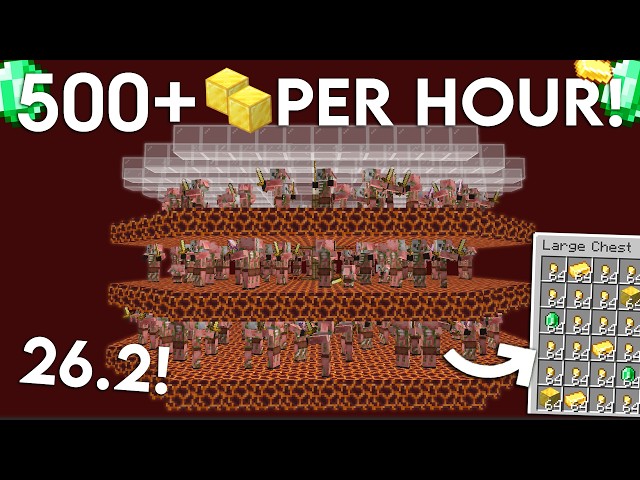 NEW Minecraft 26.2 Gold XP Farm Tutorial | Unlimited Gold and Emeralds!