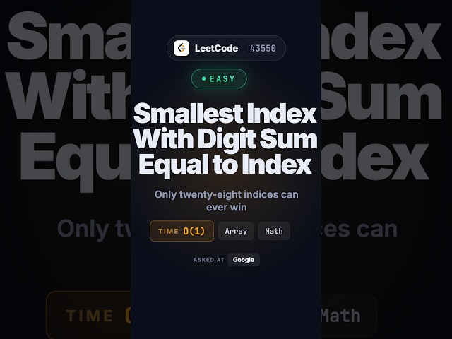 LeetCode 3550: Smallest Index With Digit Sum Equal to Index