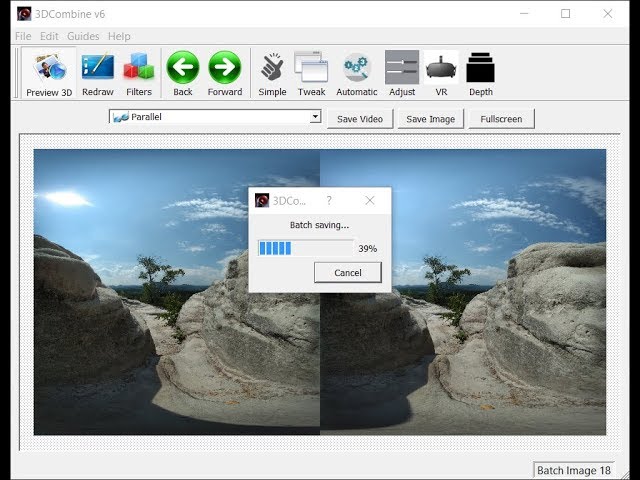 VR180 vr.jpg in batch mode to side by side with 3DCombine