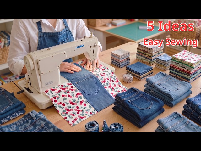 5 EASY SEWING Projects Using Old Jeans to Create Stunning Items (No Pattern) 👖👜
