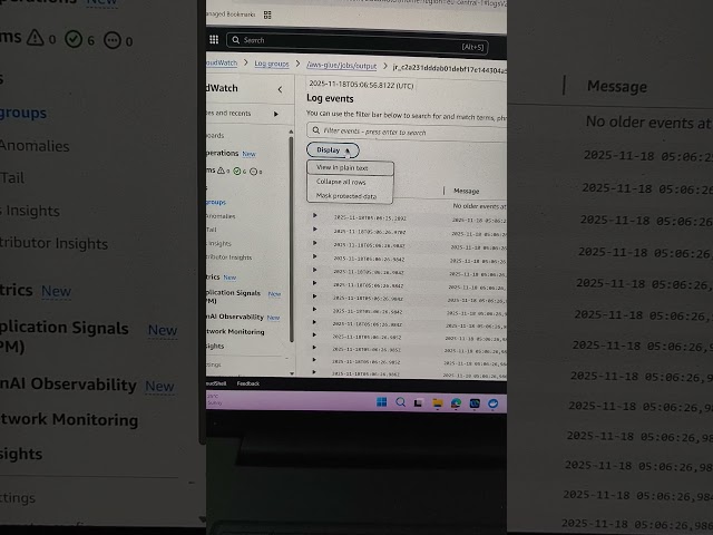 Cloud watch log event display function #glue #dataengineering #aws #education #amazoncloud