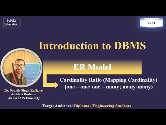 DBMS Tutorial #11 | Cardinality Ratio (1:1, 1:N, N:1, M:N) | Mapping Cardinality in ER Model