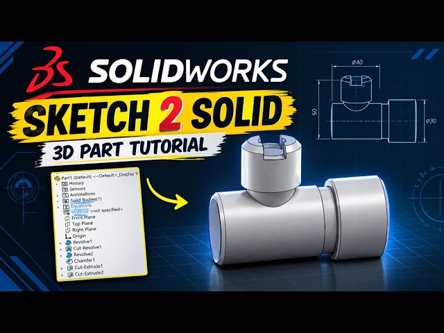 Cylindrical Valve Body | SOLIDWORKS 3D Part Modeling Tutorial