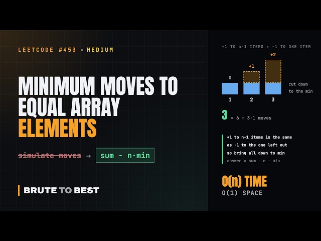 LeetCode #453: Minimum Moves to Equal Array Elements, O(n) Math Trick