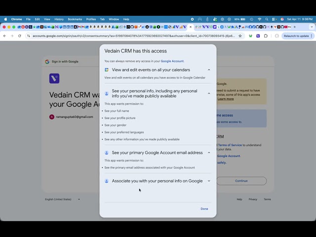 Gmail integration into Vedain CRM