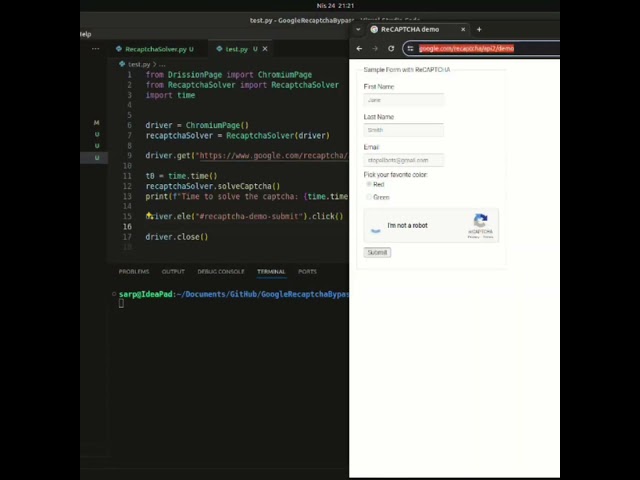 Google reCAPTCHA solution tool #python #ai
