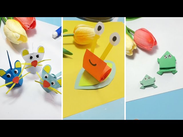 Paper Toy Easy craft ideas | How to make a cute paper toy 🐀 🐌🐸 | DIY origami paper craft 
