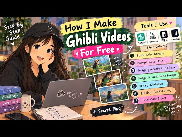 How I Make Ghibli-Style AI Videos for FREE 🌸 | Full Step-by-Step Tutorial
