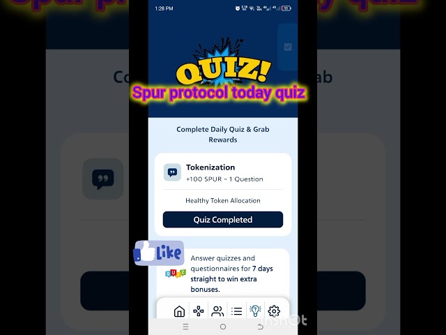 Spurprotocol today quiz answer #blockchain #mininggyan #cryptocurrencymining #smartphone #freearing